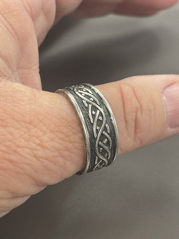 Mens Vintage Sterling Silver 925  Ring Band Gothic Braid Size 13.25