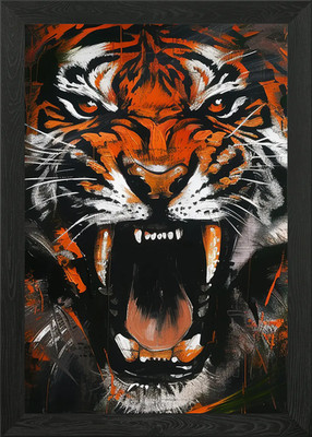 Tiger brüll Gemälde gerahmt Wandbild Poster Leinwanddruck Bild