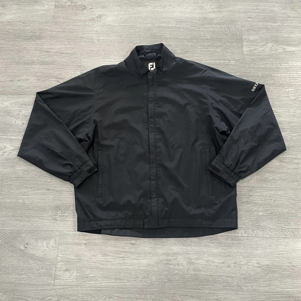 Chaqueta FootJoy Para Hombre Talla Grande Golf Lluvia DryJoys Cremallera Completa Negra Manga Larga Foto 2 de 4