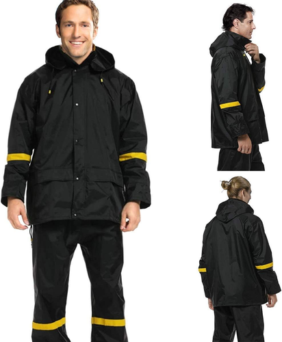 Trajes de lluvia clásicos para hombre equipo de lluvia transpirable para trabajo impermeable, abrigo con capucha - Imagen 5 de 12