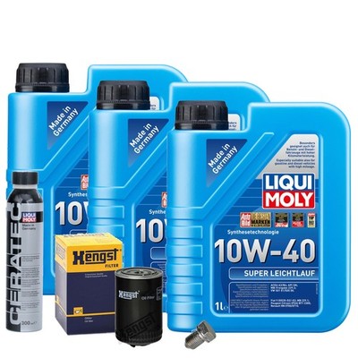 Motoröl 10W40 LIQUI MOLY 3L+HENGST Ölfilter+Cera Tec+Ölablassschraube