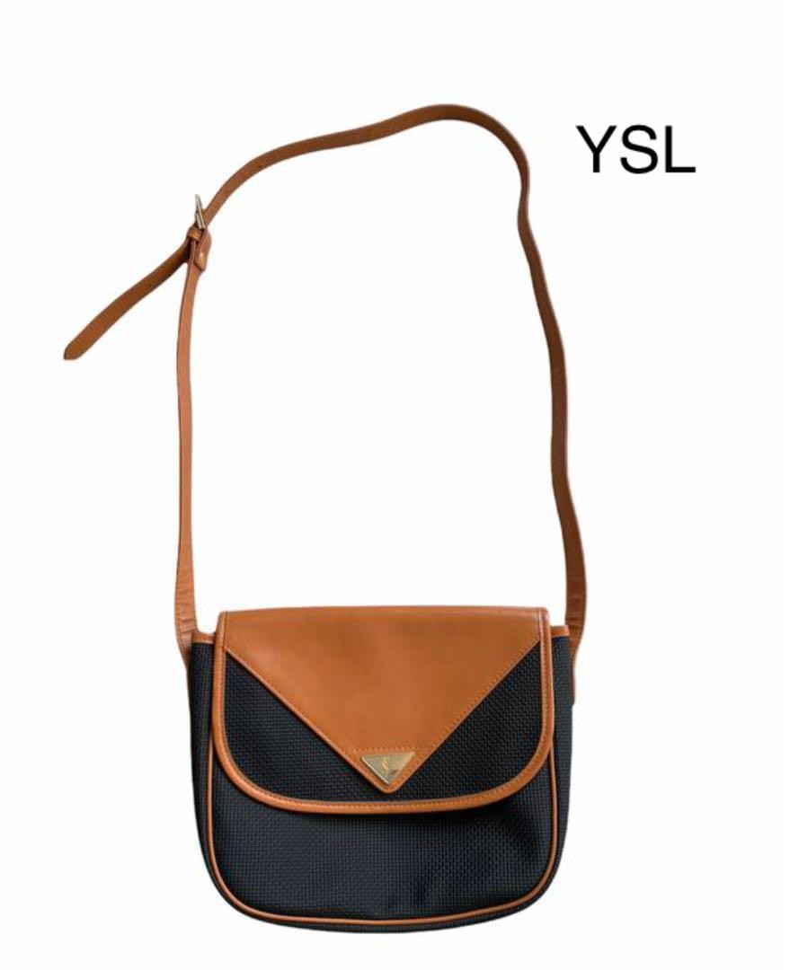 Borsa a tracolla YSL Yves Saint Laurent vintage usata nera cammello