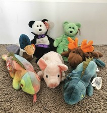 TY Beanie Babies Lot Of 7 Characters - Count the Bear, Luau the Pig, and MORE!