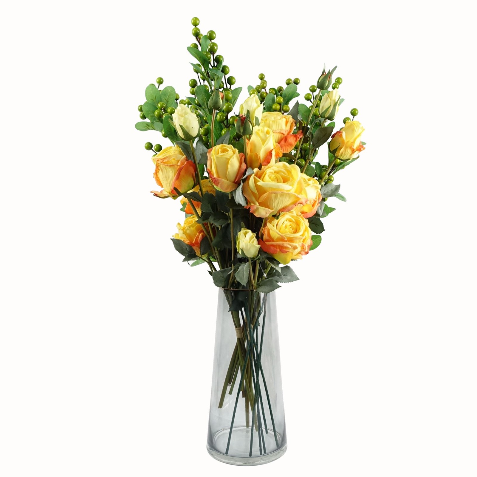 Leaf Design Artificial Flower Display with Vase - Image 2