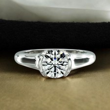 Round Cut Setting Engagement Ring Semi Mount Solid 950 Platinum Sizes 5 6.5 7
