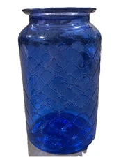 Cobalt Blue Glass Vase w/ Etched Pattern 7" – FTD Gift Floral Display Decor