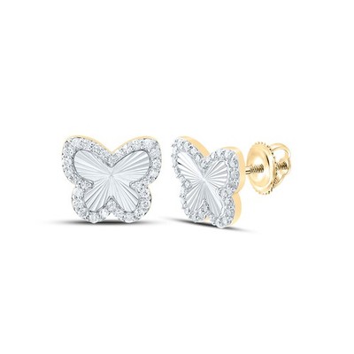 Ohrstecker 0,39 ctw natürlicher Diamant Schmetterling 10 kt Gelbgold