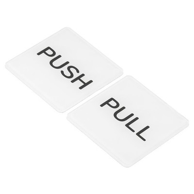 4 x Push Pull Door Sign Adhesive Square Acrylic Sticker Marker White