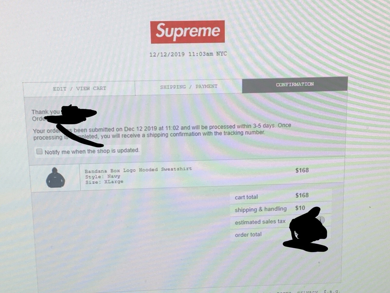 Sweat à capuche logo boîte Supreme Bandana