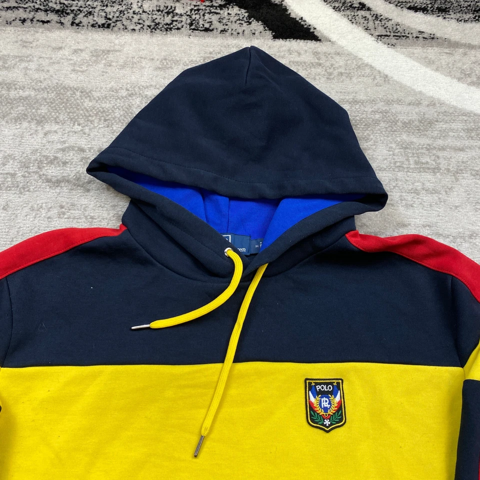 De Colección Polo Ralph Lauren Sudadera con Capucha Uni Crest Mediano Azul Rojo Poni RLPC Estadio Hombres Años 90 Foto 4 de 4