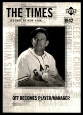 2001 Upper Deck Legends of New York Mel Ott New York Giants #178