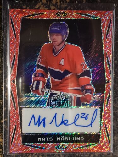 2024 Leaf Metal Legends MATS NASLUND Diagonal Shimmer RED Auto! BA-MN1 1/7 WOW! - Picture 1 of 3