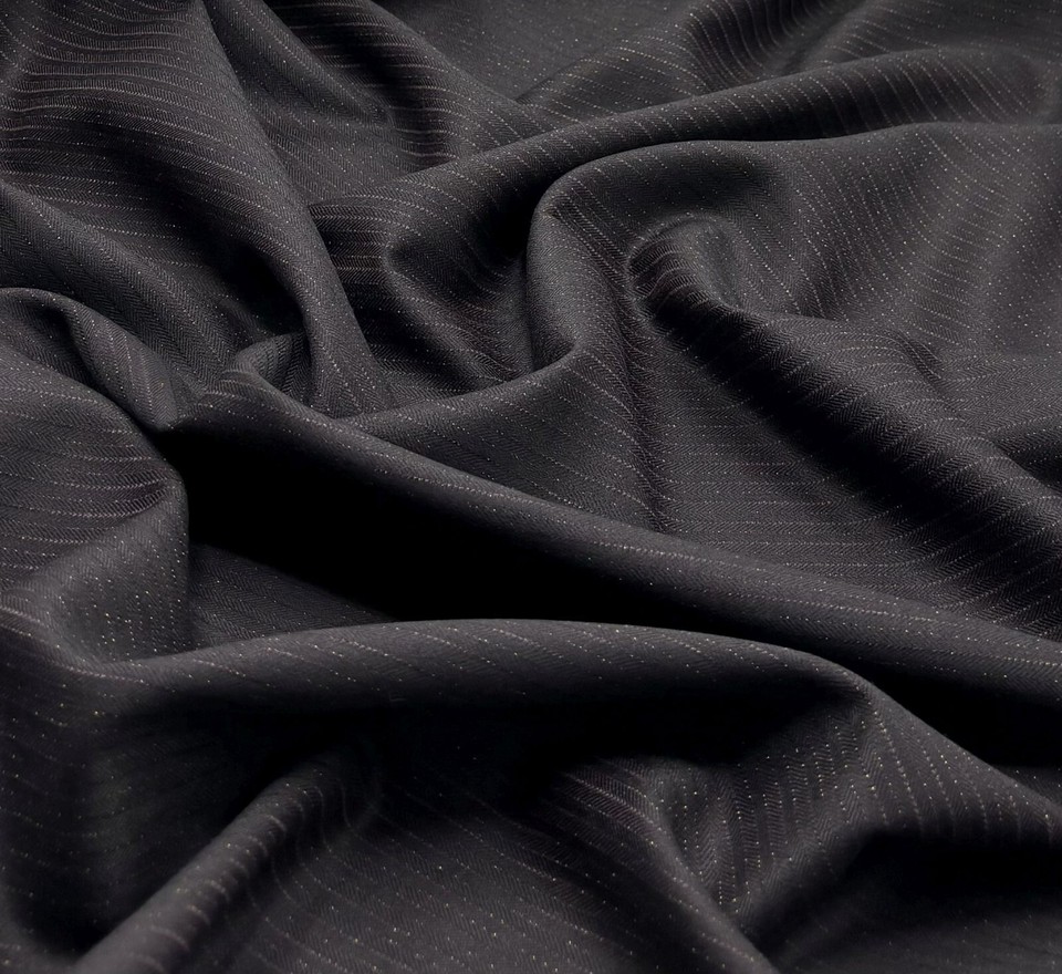 Purple Real Gold Striped Wool Fabric Super 160 Fabric By Dormeuil, 3.0m