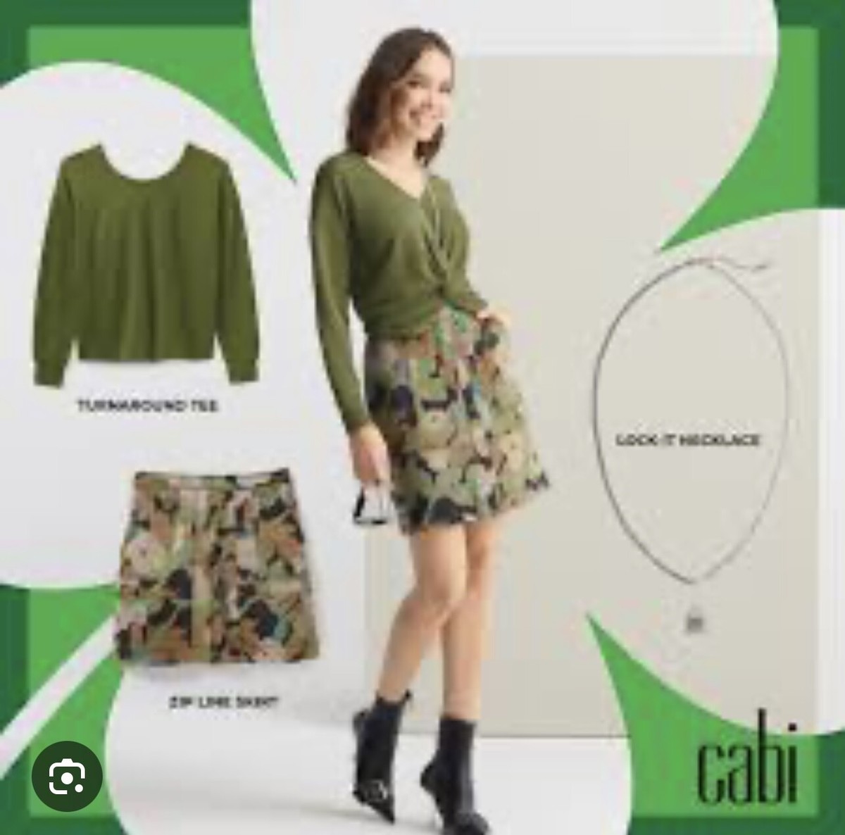 Cabi New NWT Zip Line Skirt #6361 Green camouflage 00 - 16 Was