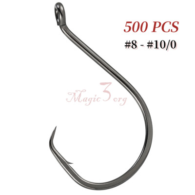 500pcs Octopus Circle Hooks Offset Heavy Duty For Tuna Trout Salmon Walleye Carp