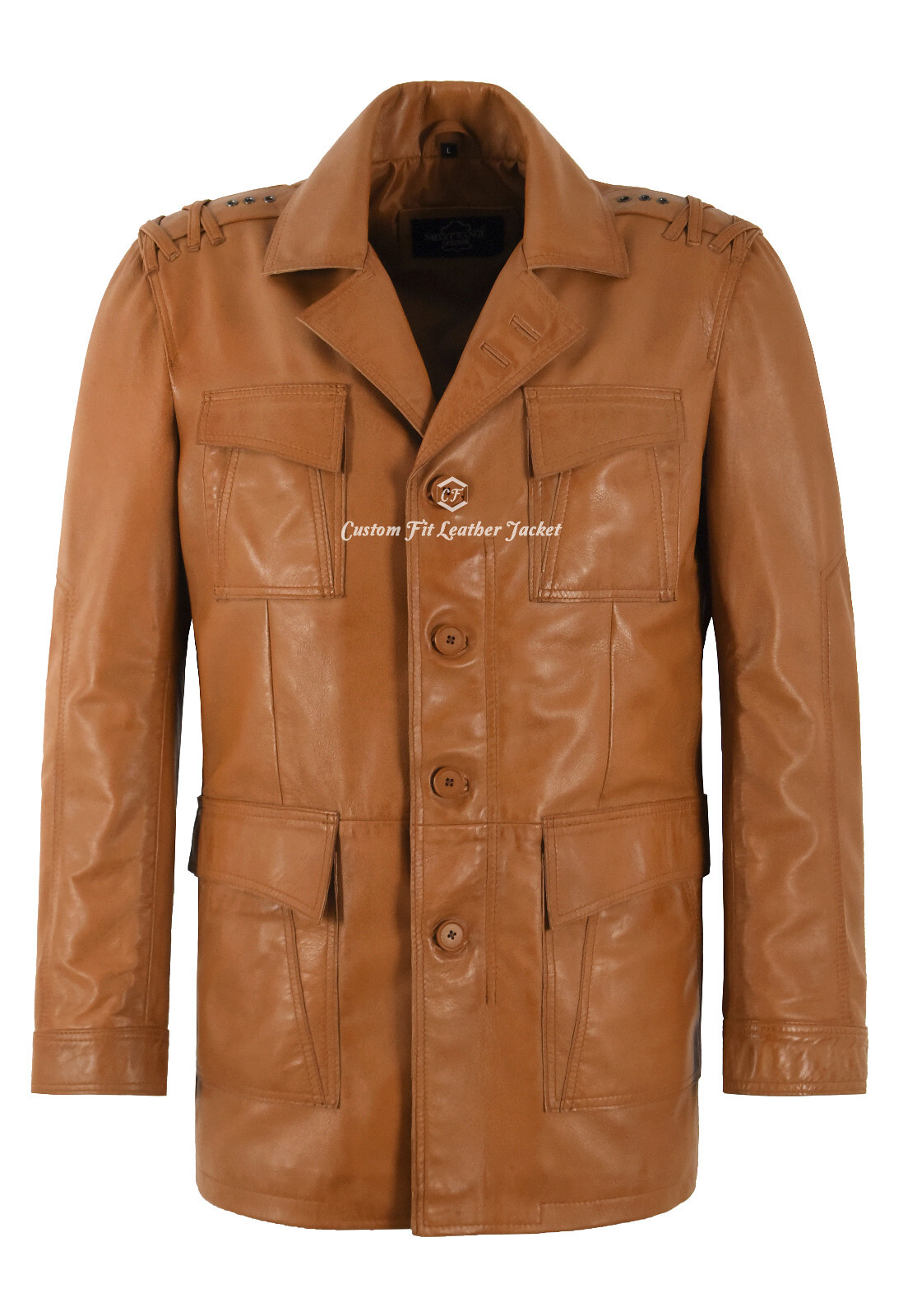 SAINT LAURENT "Cappotto giacca ""TROPIC SAFARI"" uomo marrone chiaro pelle d'agnello stilista vera pelle"