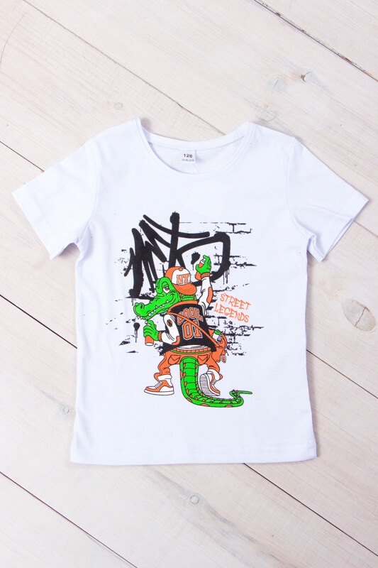 T-Shirt (boys), Summer,  Nosi svoe 6021-001-33-1-4 (bilyj-krokodyl)