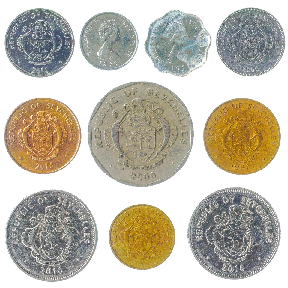 Monedas Seychelles Centavos Rupias | Colección de 10 | Animales Exóticos 1972 - 2021 Foto 3 de 4