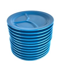 Syracuse China Solid Blue Restaurant Ware Grill Divided Plates 10" Set of 12