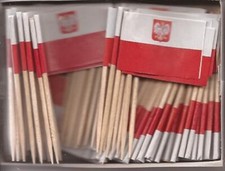 Box of 100 Poland Toothpick Flags, 100 Small Mini Polish Flag Cupcake Picks