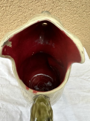 ANTIQUE BARBOTINE PITCHER ORCHIES RUSSIAN SOLDIER KOREA INSIDE RED - Picture 8 of 10