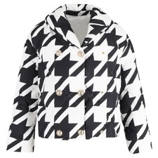 Balmain Houndstooth Puffer Jacket In Black Polyester Eu36