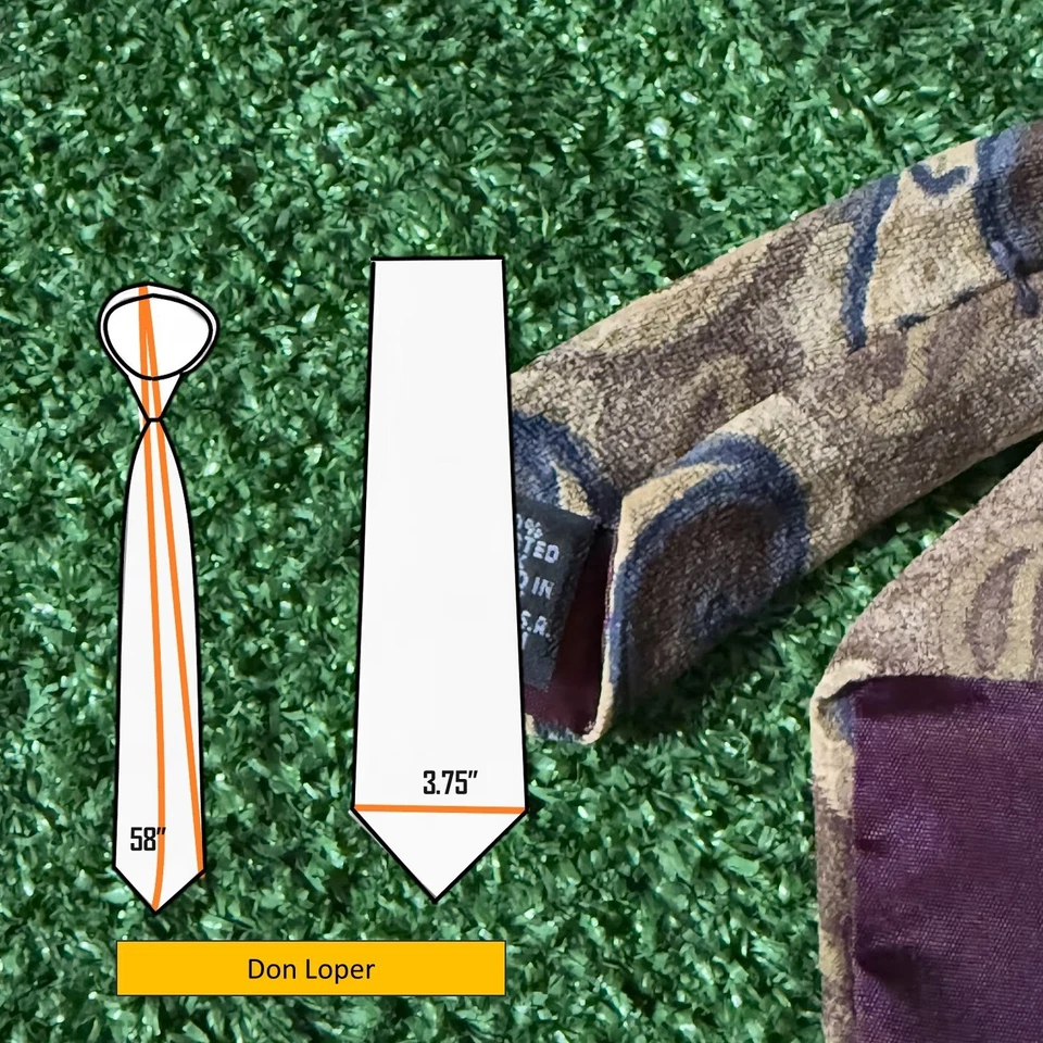 Corbata Don Loper Diseño Retro Paisley Beige y Marrón Vintage OS Hecha en EE. UU. Foto 2 de 4