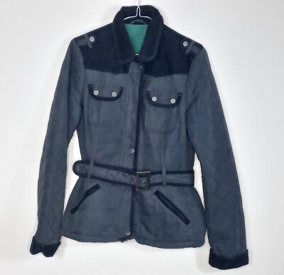 Laura Ashley UK 10 Navy Belted Quilted Coat Country Equestrian Style  UK