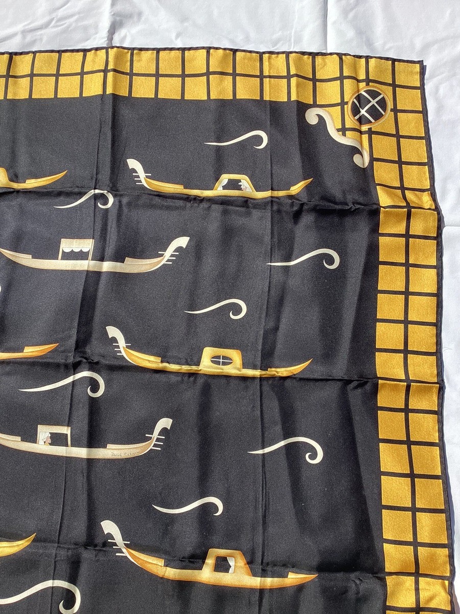 Vintage BVLGARI BULGARI Silk Scarf Gondola Black 33”x33.5” | eBay