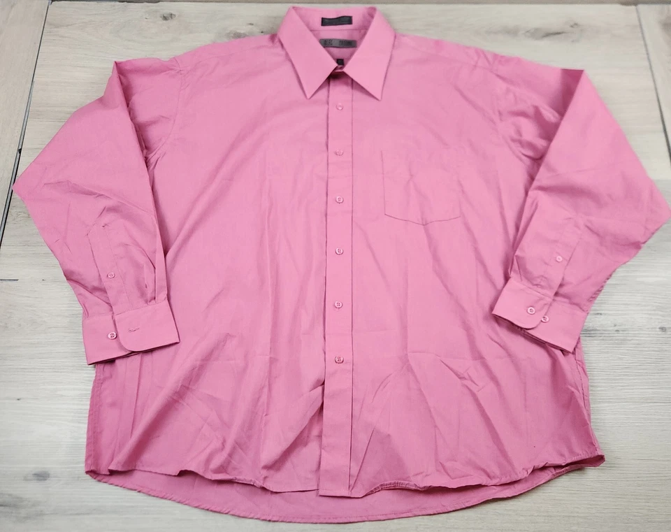 Camisa de vestir de colección Oleg Cassini para hombre 18,5 roja manga larga abotonada lisa nueva sin etiquetas Foto 3 de 4