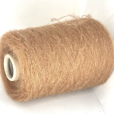 Camel Beige ALPACA WOOL FLUFFY Yarn Cone LACE WEIGHT Crafts *USA TARIFF FREE*