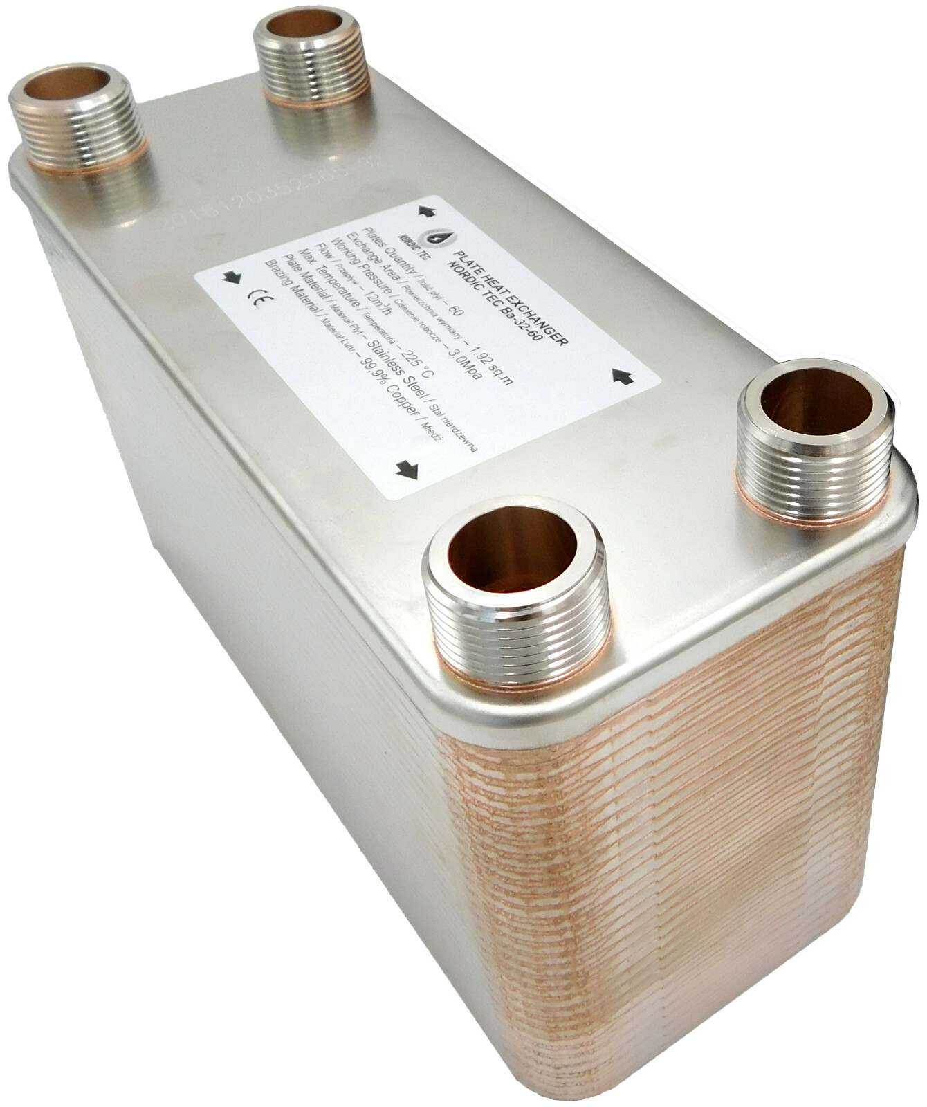 Intercambiador De Calor De Placas Soldadas NORDIC TEC Ba-32 – Acero 316L, 125-500 KW, 1” BSP