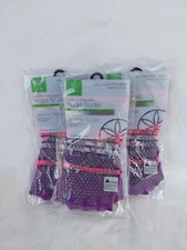 NWT Gaiam Toeless Yoga Socks Grippy Non Slip Sticky 3 Pair Purple/Pink OSFM