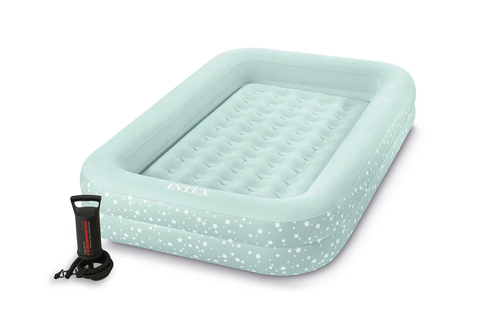 Lit / Matelas Gonflable Enfant + Gonfleur de Voyage Camping INTEX Vert - Photo 1/1