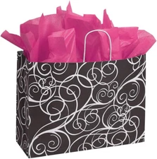 Paper Shopping Bags 300 Small Medium Large Black White Swirl Merchandise