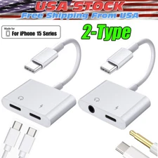 2 in 1 Charger and Headphone USB Type C to 3.5mm Aux Audio Cable Cord Adapter