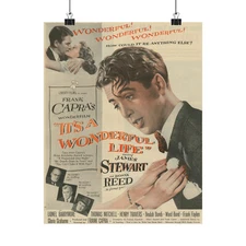 It's A Wonderful Life Movie Poster Capra Christmas Mid Century Art 11x14”