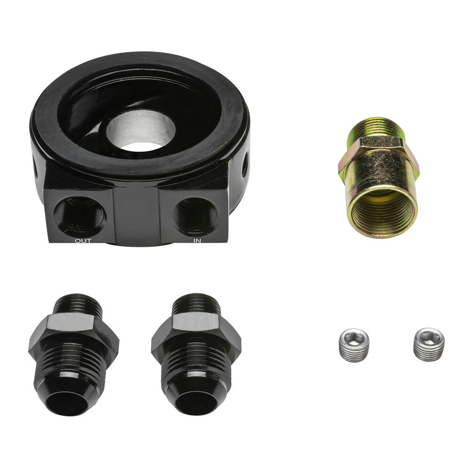 Adaptador sándwich enfriador de aceite GlowShift - rosca de 1"-16 para Ford Power Stroke de 6,7 L  Foto 2 de 3