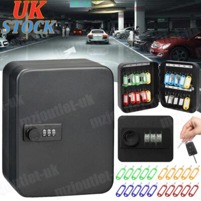 Combination Lock Key Storage Cabinet Metal Wall Mounted Lockable Safe Box 20 Tag