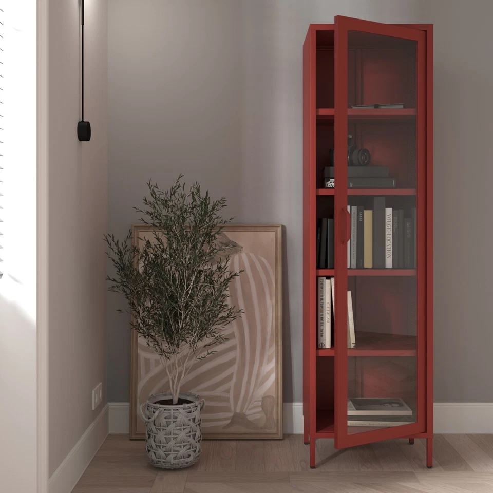 Vetrinetta mobile soggiorno vetrina libreria armadio metallo scintillante - Immagine 3 di 4