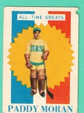 (1) PADDY MORAN  1960-61 TOPPS # 2 QUEBEC GOALIE  CARD (H7422)