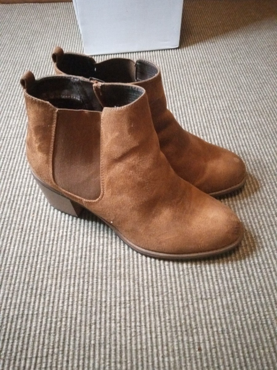Sonoma Ankle Boots Women Size 10 Block Heel BrownFaux Suede Booties - Main Image