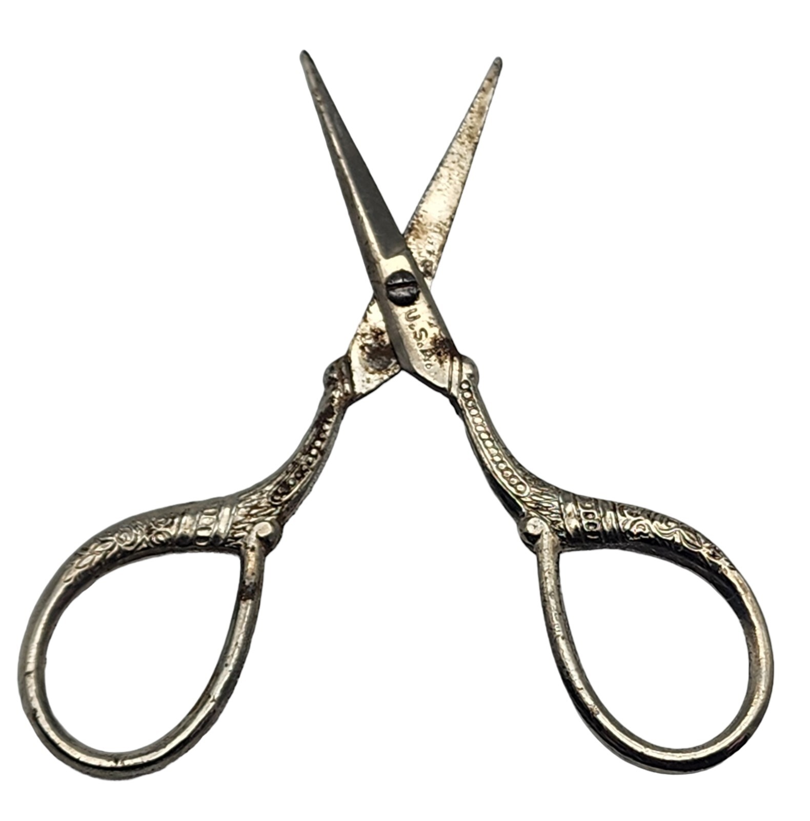 ANTIQUE Silver Sewing Thread Scissors Made in USA eBay