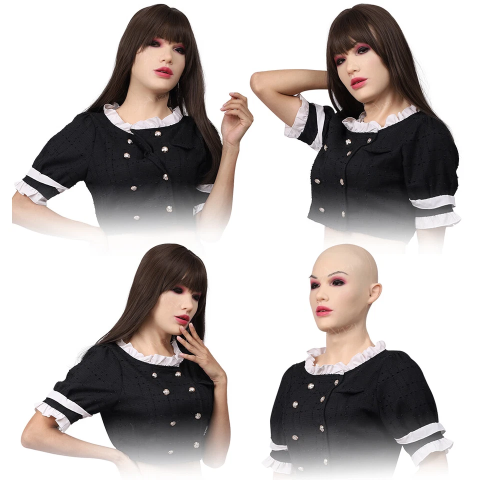 Anzi Silikon Weibliche Kopfmaske Gesicht Crossdresser Maske Cosplay Transvestite - Bild 3 von 4