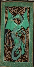 Celtic Dragon Tab Top Curtain-Drape-Door Panel-Green Red