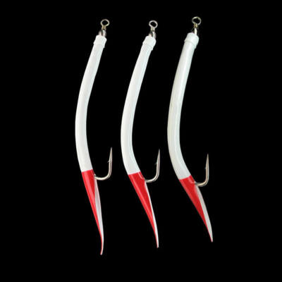 Jenzi Norway Bait Holder Vinyl Glitter Eel Red White Sea Rig Cod 5 Pcs.
