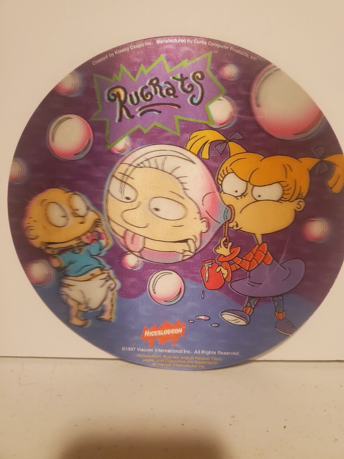 1997 Nickelodeon Rugrats Character 3D Flicker Mouse Pad bubbles Angelica Tommy