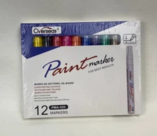 New 12 Overseas Marks on Anything Oil Based Paint Color Markers PMA-520