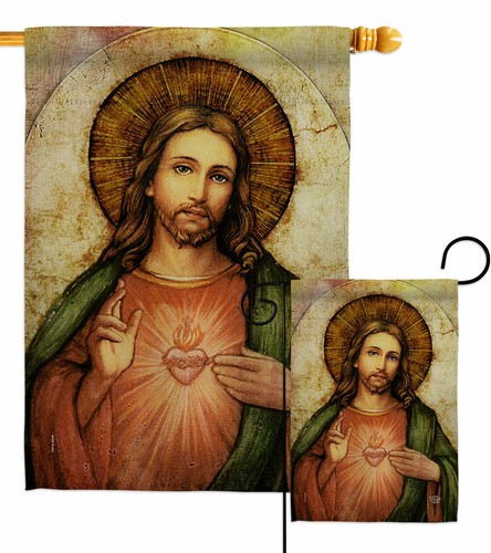 Sacred Heart of Jesus Garden Flag Faith Religious Decorative Yard House Banner - 第 1/17 張圖片