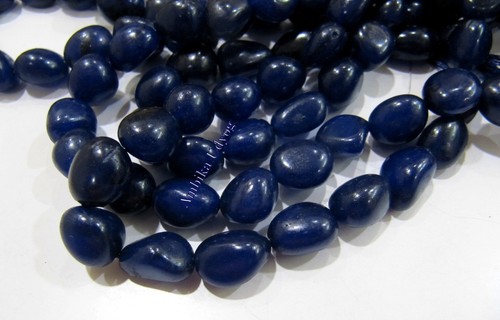 Natürliche gefärbte blaue Saphir glatte einfache Nugget Perlen 10 bis 15 mm Strang 15 Zoll - Bild 7 von 8